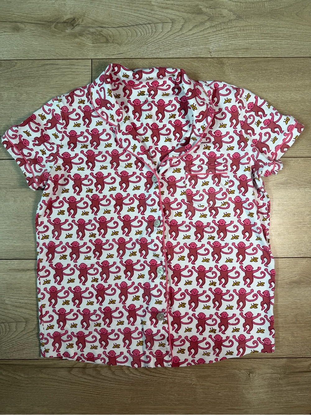 Roller Rabbit Pink Monkey Print Short-Sleeve Shirt
